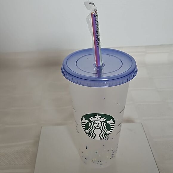 Starbucks Plastic Cold Beverage Cup  With Straw 24oz Clear - Picture 2 of 16